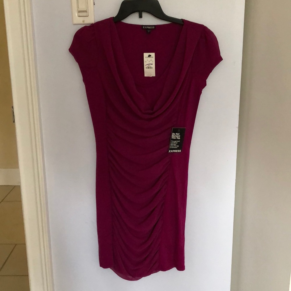 NWT fuschia ruched short dress